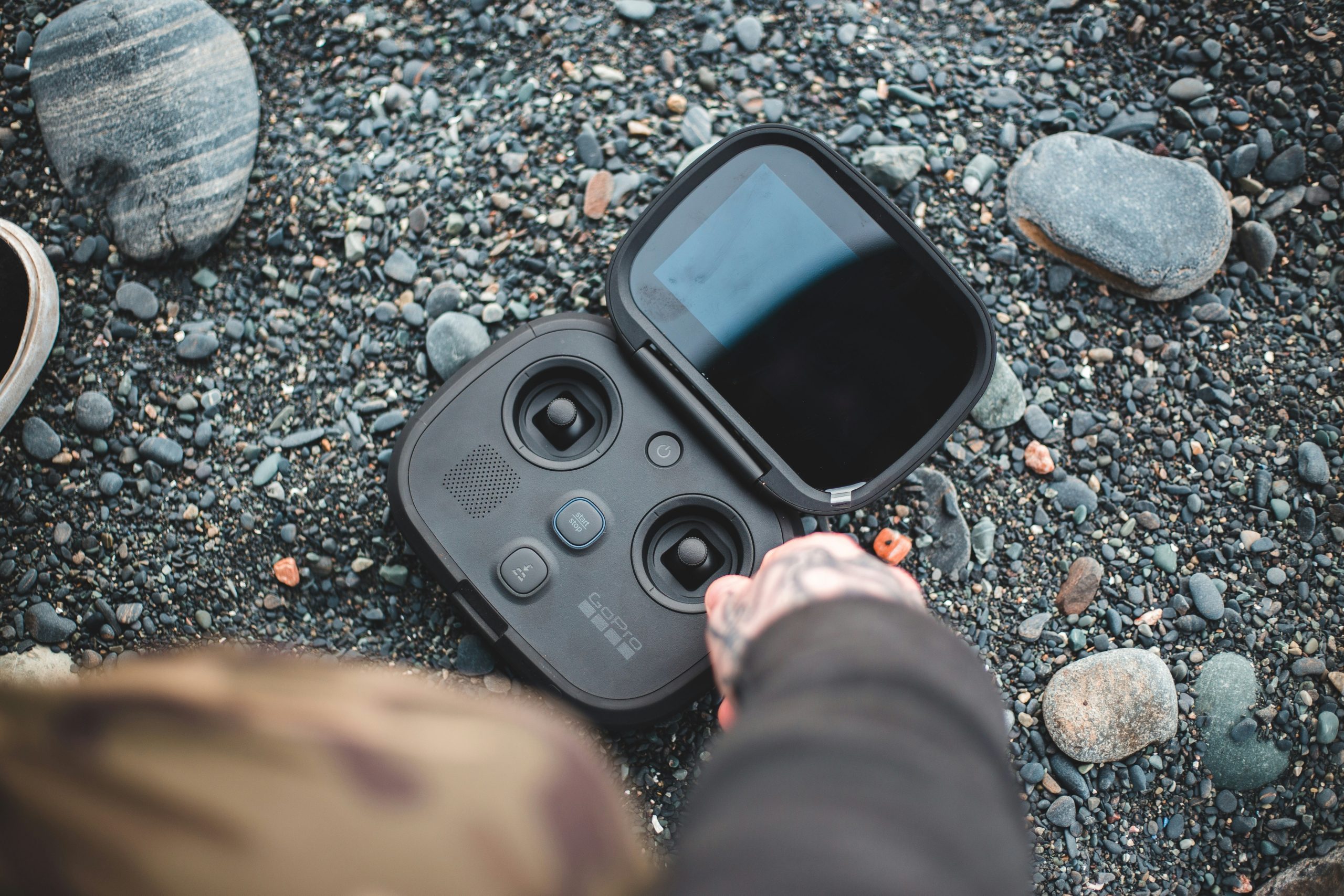 Close-up of a durable waterproof camera suitable for hiking