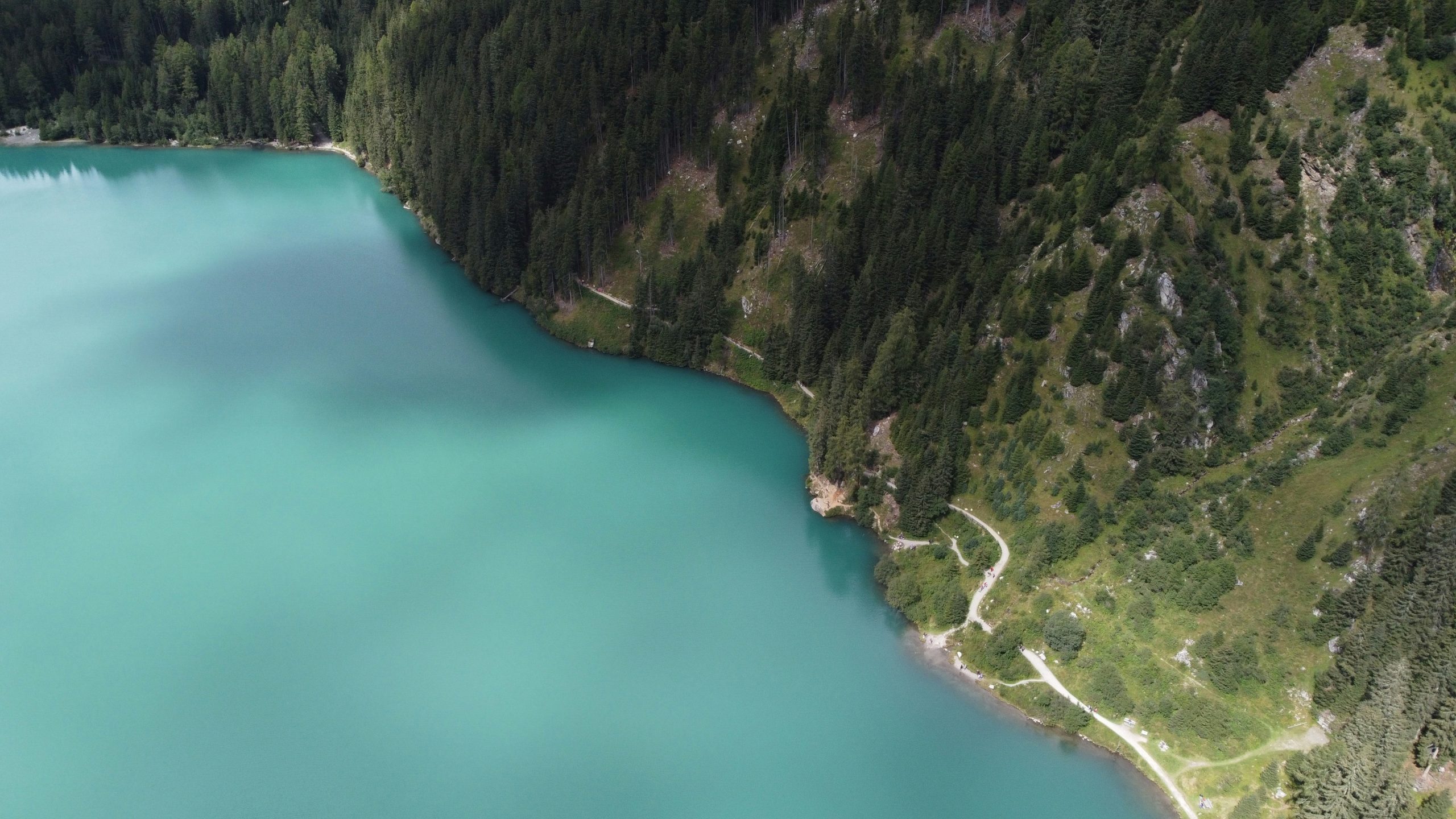 Drone shot of Banff National Park's iconic turquoise lakes